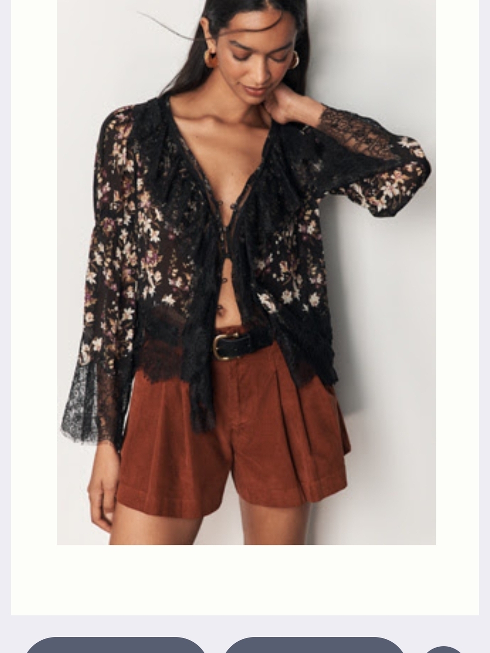 By Anthropologie Sheer Ruffled Lace Blouse